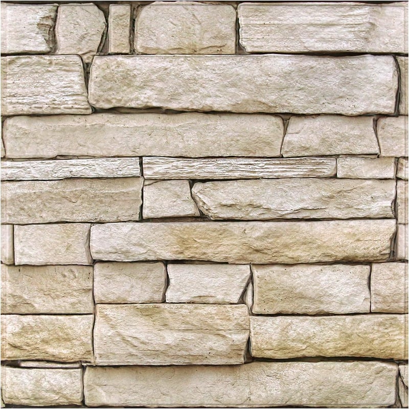 COMSTICKC 3D Faux Stone Wall Panel Peel and Stick Wall Tiles, 10 Pcs of 12"X12", Ultra-Light Thin PVC Rock Adhesive Fake Stone Paneling Backsplash Interior Decor (Brown Stone) - Image 1